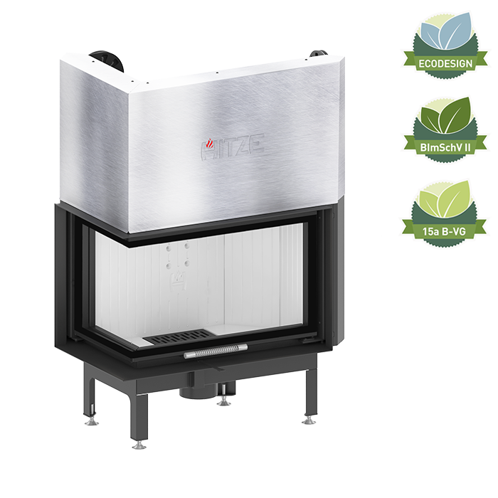 Zestaw kominek powietrzny stalowy KRATKI LUCY Prawy BLACK 14 kW Ø 200 z akcesoriami HITZE ALBERO AL14LGH kominek fireplace DECOR 21 - Zestaw kominek powietrzny stalowy KRATKI LUCY Prawy BLACK 14 kW Ø 200 z akcesoriami